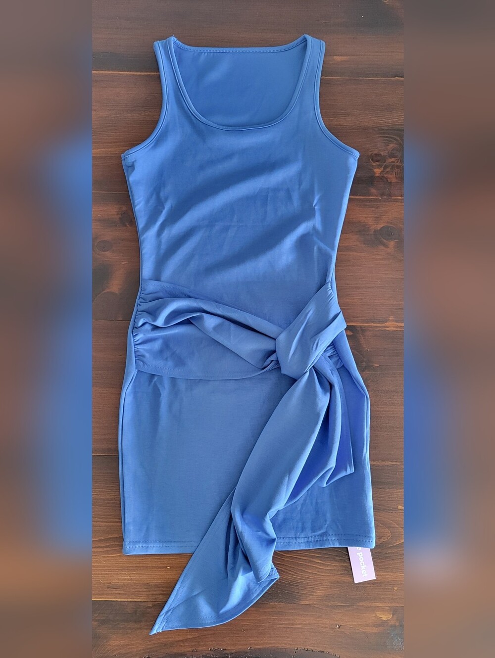 Sleeveless Knot-Detail Blue Women's Dress
